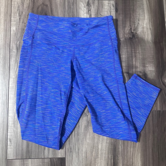 Athleta Energy Chaturanga Crop Leggings Space Dye Blue Purple Athleisure XS - Picture 3 of 8